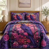 H.PAI Raven Roseglass Garden Quilted 3-Piece Bedding Set