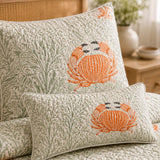 H.PAI Orange Crab Coastal Quilted 3-Piece Bedding Set