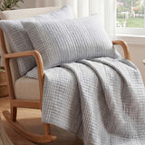 Minimalist Grey Stripe Quilted 3‑Piece Bedding Set