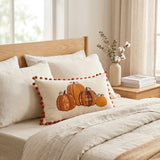 Multi-Pattern Pumpkin Pom Pom Lumbar Pillow Cover