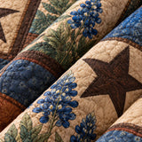 Rustic Bluebonnet Star Patchwork Premium Microfiber Quilted 3-Piece Bedding Set