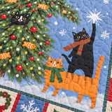 Christmas Tree Cats Quilted 3-Piece Bedding Set