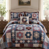 H.PAI Vintage Hexagon Patchwork Quilted 3-Piece Bedding Set
