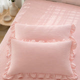 H.PAI Ruffled Chiffon Quilted Pillow Sham Set of 2