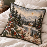 Winter Cabin & Plaid Christmas Quilted Pillow Covers 2-Piece Set