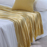 Classic Stripe Knitted Throw Blanket & Pillow Cover Set