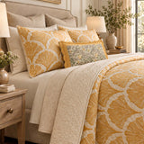 H.PAI Golden Ginkgo Leaf Quilted 3-Piece Bedding Set