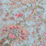 Light Blue Country Garden Floral Print Quilted 3‑Piece Bedding Set