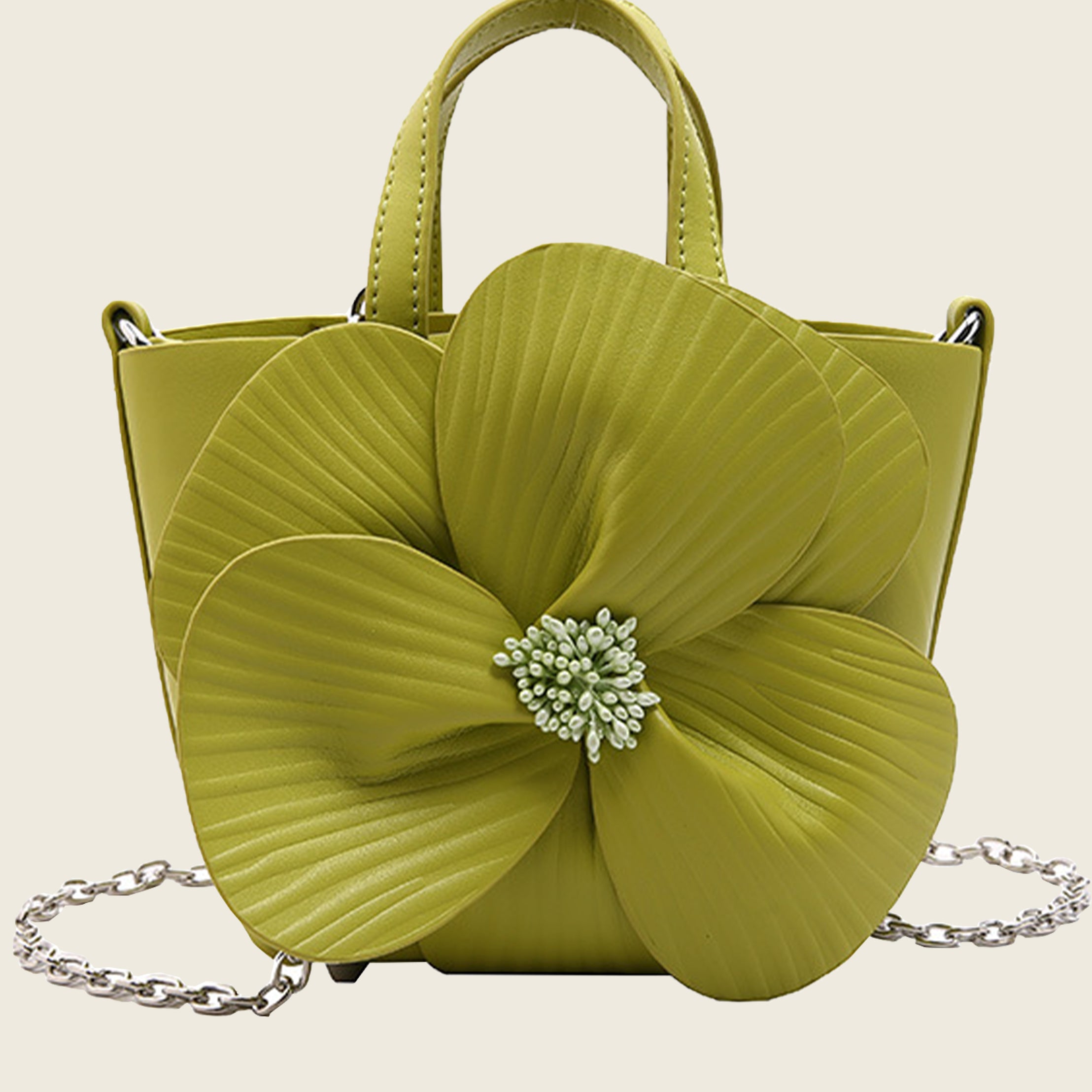 Camellia Flower Bucket Bag Elegant Floral Party Handbag