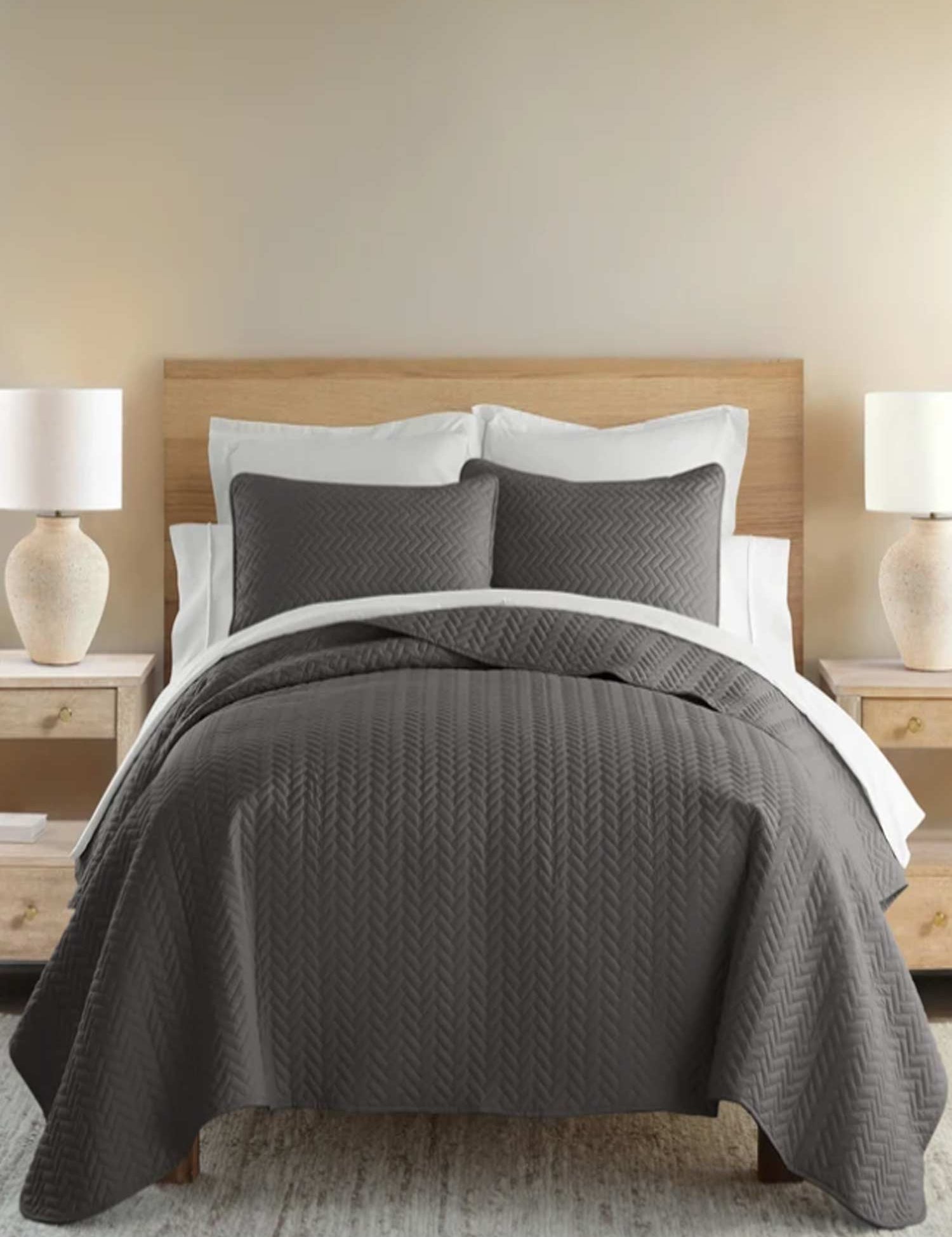3-Piece Herringbone Quilted Coverlet Set