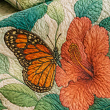 Monarch Butterfly Floral Garden Quilted 3-Piece Bedding Set