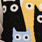 Whimsical Cat Knitted Pillow Cover