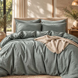 Solid Color Cotton 3-Piece Duvet Cover Bedding Set