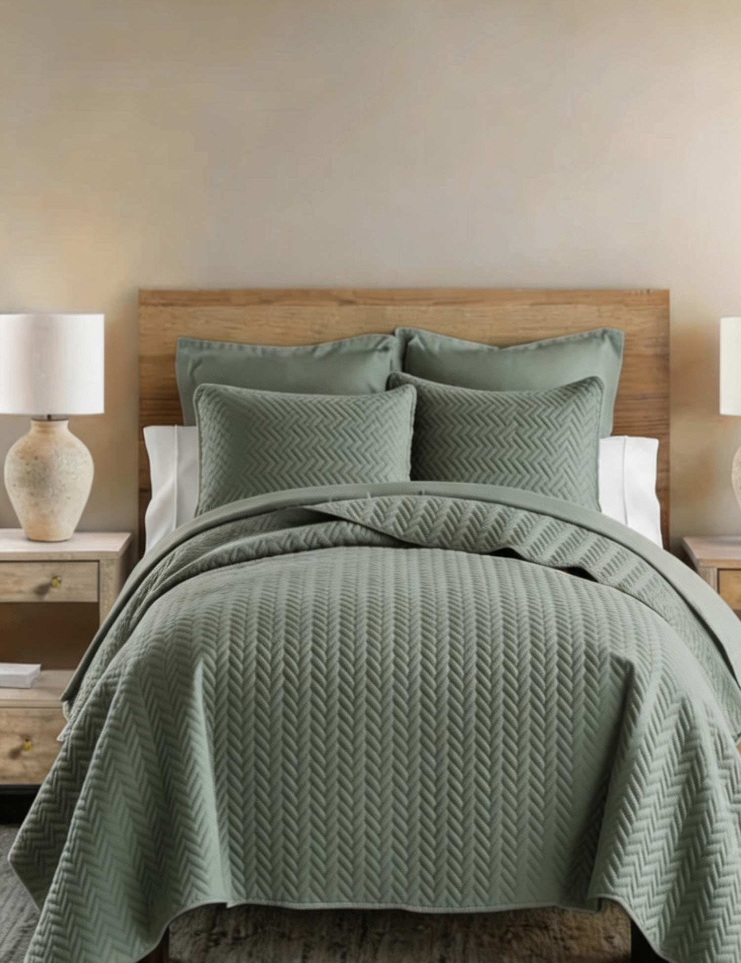3-Piece Herringbone Quilted Coverlet Set