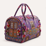 Purple Floral Camper Van Quilted Duffle Bag