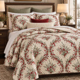 Christmas Berry Botanical Quilted 3-Piece Bedding Set
