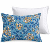 Blue Botanical Floral Quilted 3-Piece Bedding Set