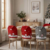 Santa Hat Style Christmas Chair Back Covers, Santa & Snowman Printed Xmas Dining Chair Slipcovers