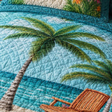 Tropical Palm Tree Quilted 3-Piece Bedding Set – Luxury Quilted Bedding with Matching Pillow Shams