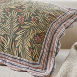 Sage Green Botanical Leaf Scalloped Edge Rectangular Throw Pillow Cover