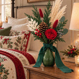 Christmas Red Rose Evergreen Preserved Bouquet