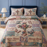 Butterfly Faith Garden Quilted 3-Piece Bedding Set