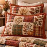 Autumn Harvest Plaid Patchwork Quilted 3-Piece Bedding Set