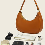 Hpai Crescent Bag In Leather - Acorn
