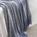 Classic Stripe Knitted Throw Blanket & Pillow Cover Set