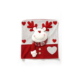 Knitted 3D Santa Snowman Reindeer Christmas Chair Covers, Red & White Xmas Dining Chair Back Slipcovers