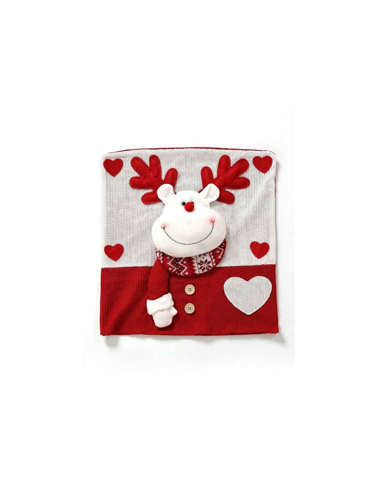 Knitted 3D Santa Snowman Reindeer Christmas Chair Covers, Red & White Xmas Dining Chair Back Slipcovers
