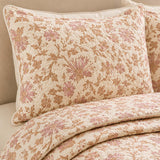 H.PAI Blush Wildflower Garden Quilted 3-Piece Bedding Set