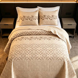 Vintage Botanical Quilted 3‑Piece Bedding Set