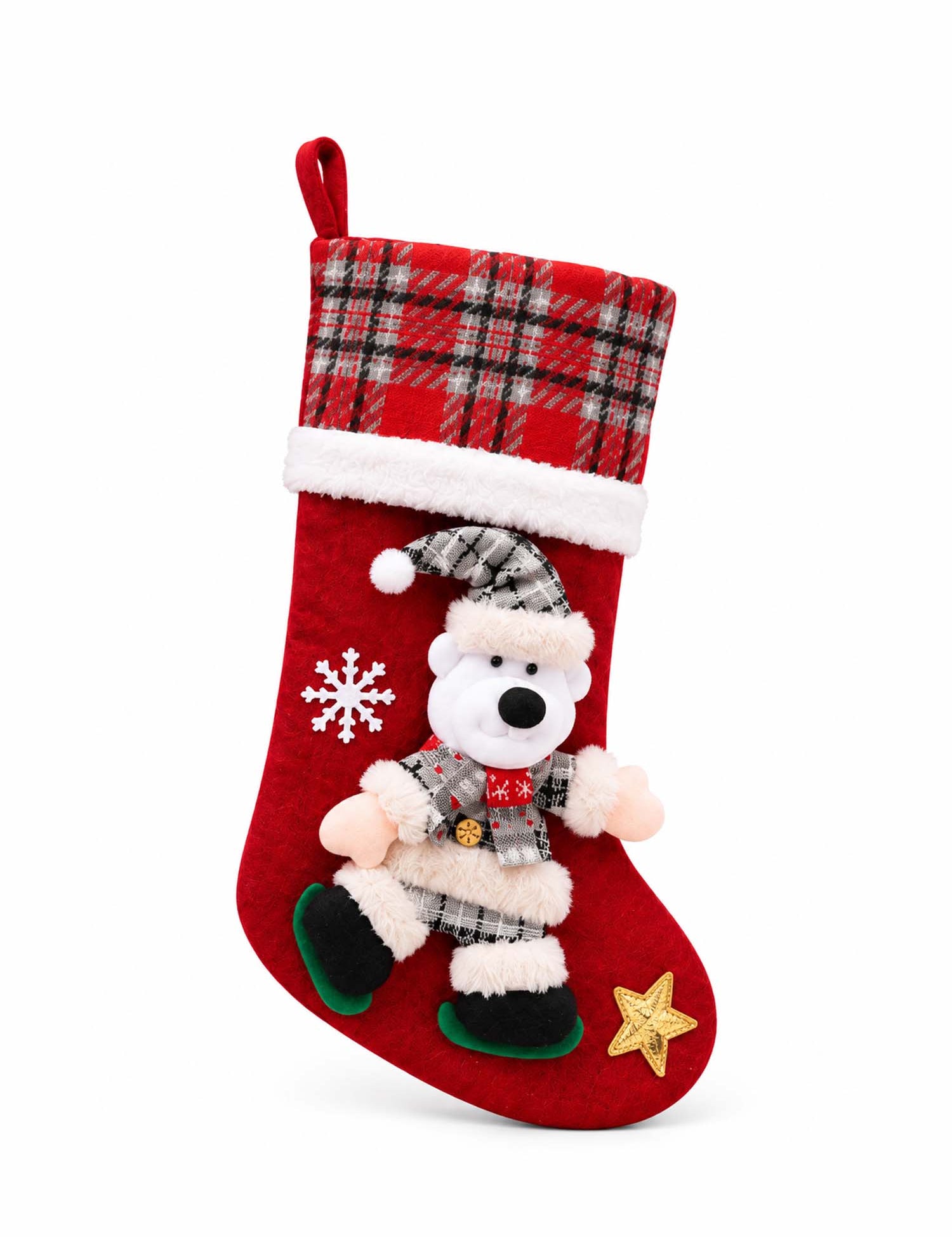 Festive Christmas Character Plaid Stockings