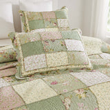 Rose Cottage Patchwork Quilted 3-Piece Bedding Set