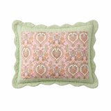 Pink Floral Scalloped Edge Rectangular Throw Pillow Cover