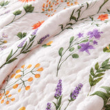 Orange Wildflower Meadow Scalloped Quilted 3-Piece Bedding Set