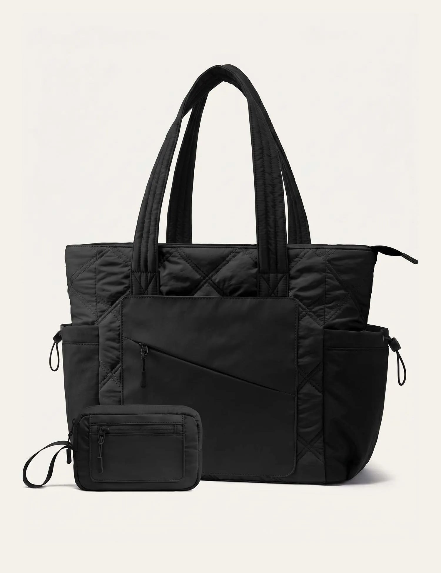 2Pcs Quilted Puffer Tote Bag