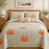 H.PAI Orange Crab Coastal Quilted 3-Piece Bedding Set