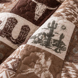 Western Cowboy Southwestern Patchwork Quilted 3-Piece Bedding Set