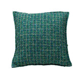 Dark Green Tweed Grid Throw Pillow Cover