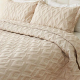 Washed Cotton Solid Color Quilted 3‑Piece Bedding Set