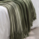 Classic Stripe Knitted Throw Blanket & Pillow Cover Set
