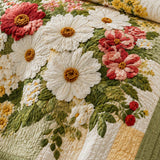 H.PAI Meadow Daisy Blossom Quilted 3-Piece Bedding Set