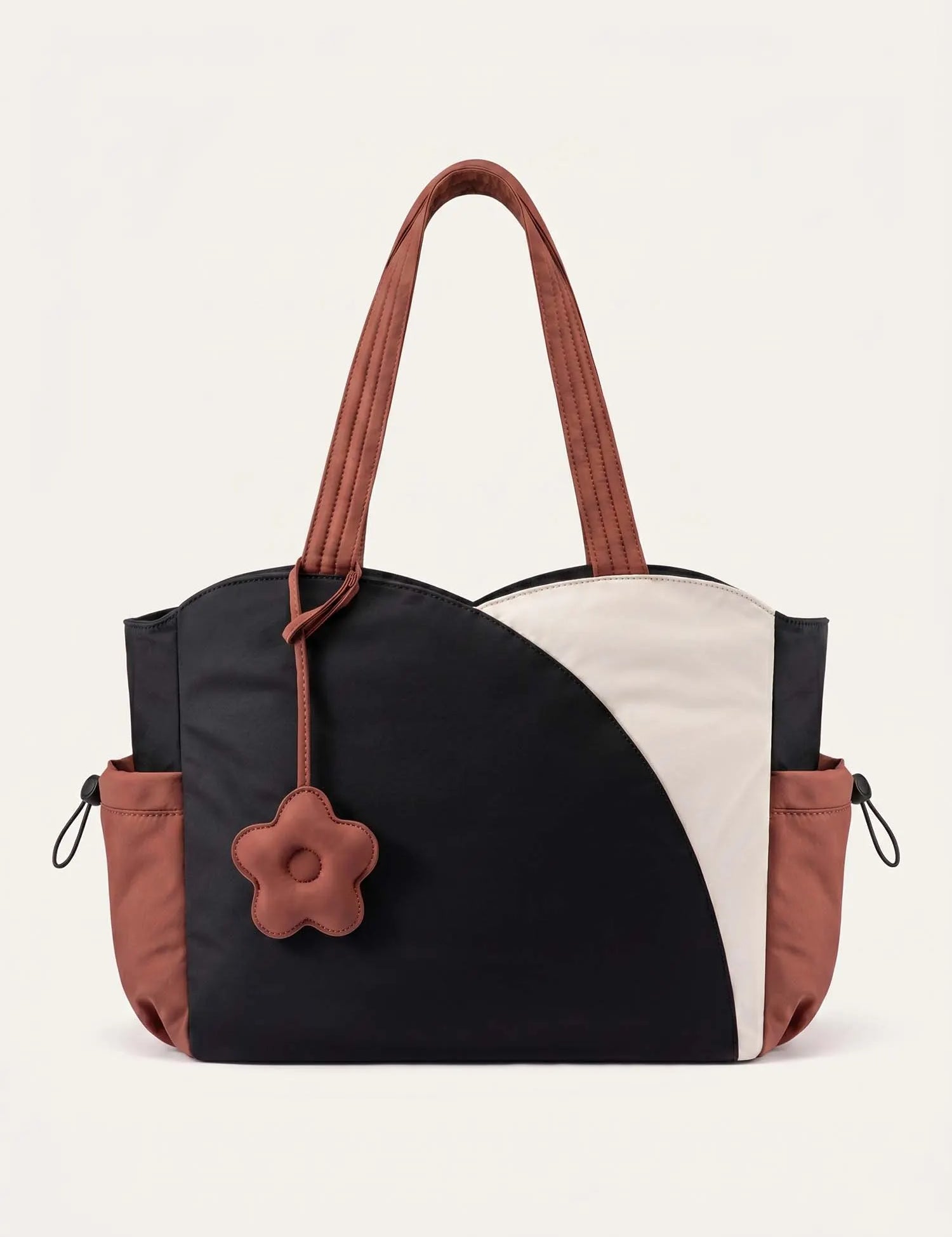 Quilted Color-Block Tote Shoulder Bag