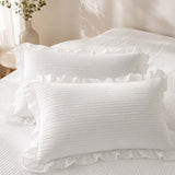 H.PAI Ruffled Chiffon Quilted Pillow Sham Set of 2