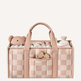 Sweet Pink Checkerboard Diaper Caddy Tote Bag