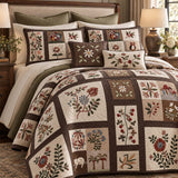 Vintage Country Fruit Floral Patchwork Quilted 3-Piece Bedding Set