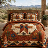 H.PAI Western Star Patchwork Quilted 3-Piece Bedding Set – Classic Americana Quilted Bedding with Matching Pillow Shams