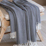 Classic Herringbone Cotton Throw Blanket